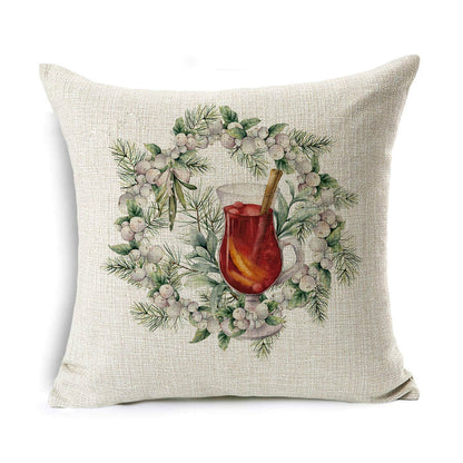 Christmas Linen Wreath Pillowcase - Cake Pops Parties