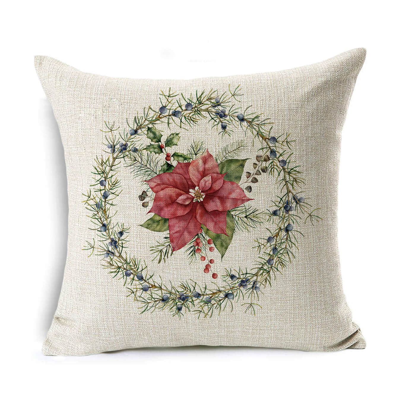 Christmas Linen Wreath Pillowcase - Cake Pops Parties