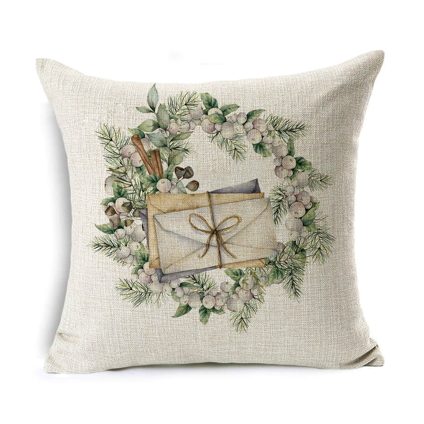 Christmas Linen Wreath Pillowcase - Cake Pops Parties