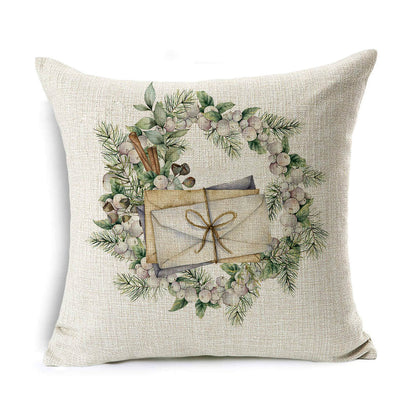 Christmas Linen Wreath Pillowcase - Cake Pops Parties