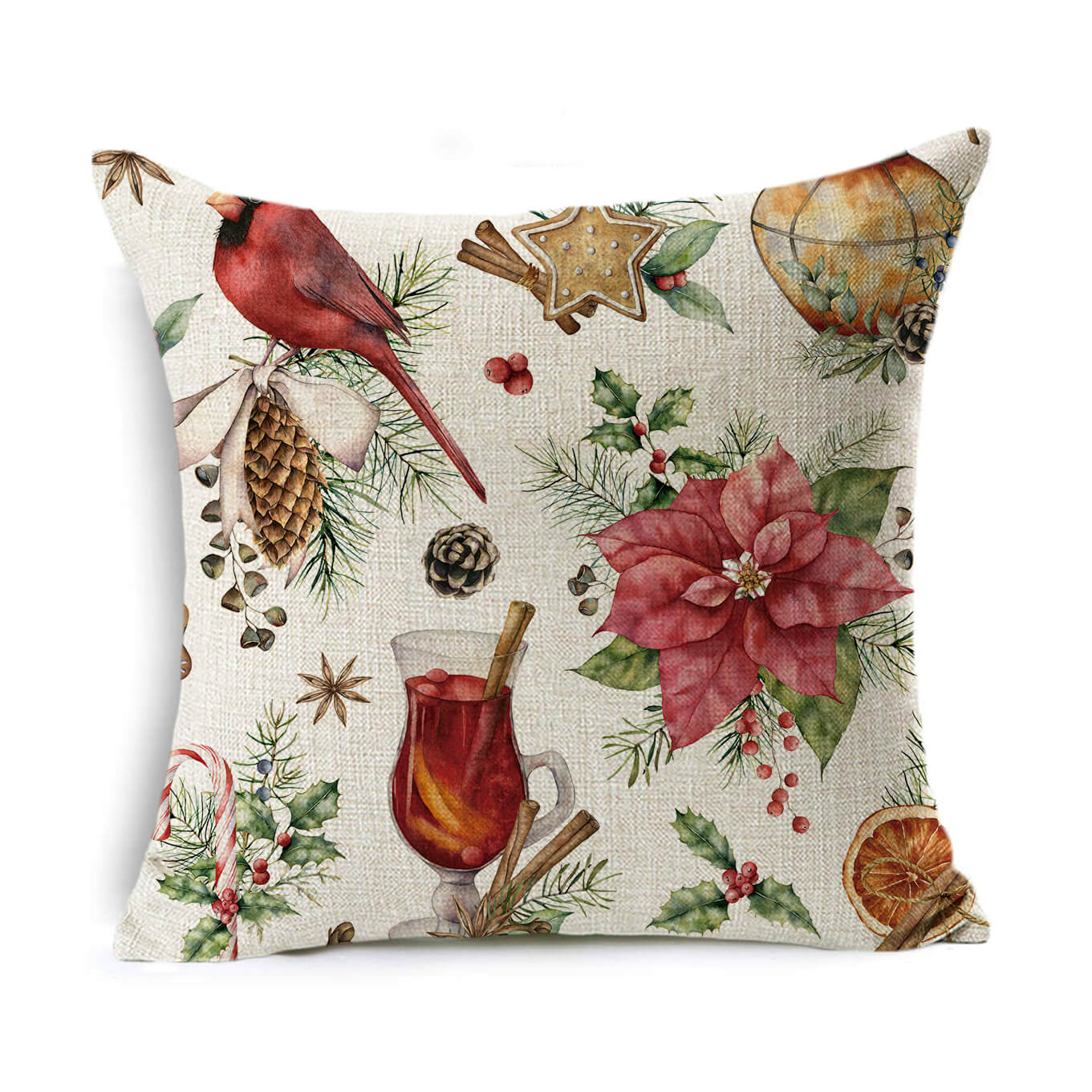 Christmas Linen Wreath Pillowcase - Cake Pops Parties