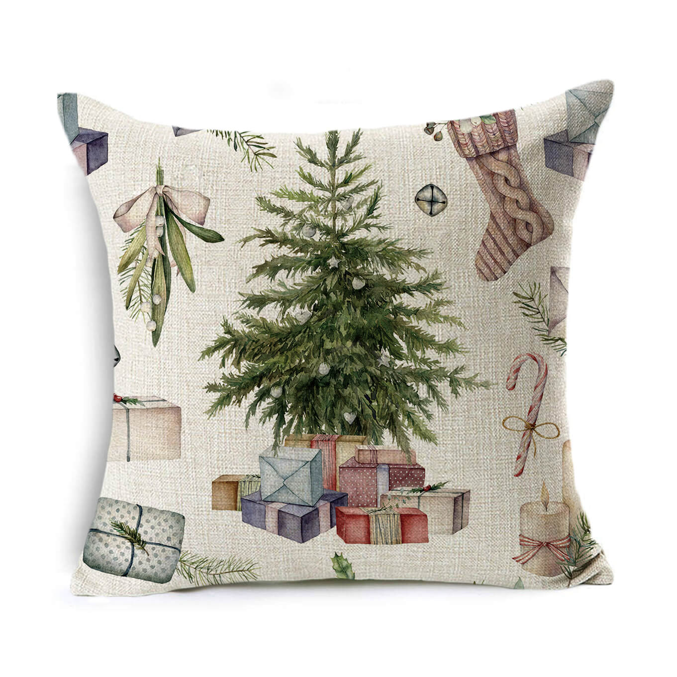 Christmas Linen Wreath Pillowcase - Cake Pops Parties