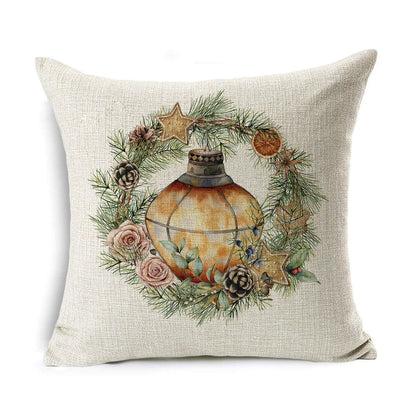 Christmas Linen Wreath Pillowcase - Cake Pops Parties