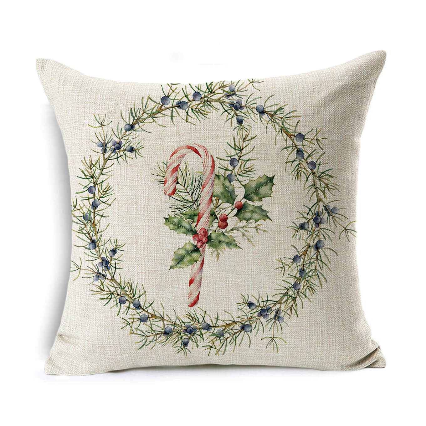 Christmas Linen Wreath Pillowcase - Cake Pops Parties