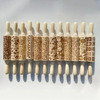Christmas Rolling Pins - Snowflake Elk Patterned Roller - Cake Pops Parties