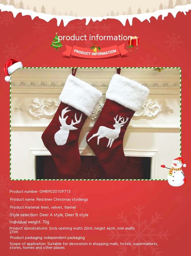 Christmas Stockings Gift Bag Red Hemp Elk - Cake Pops Parties