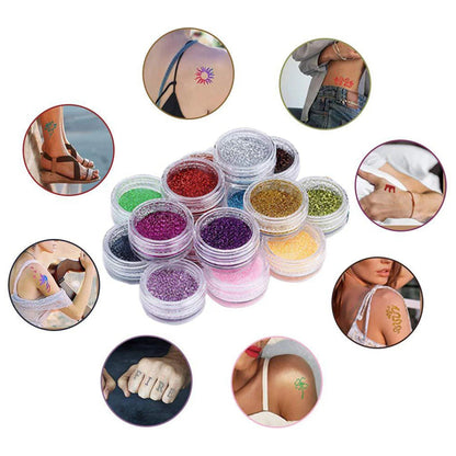 Colorful Diamond Glitter Tattoo Set - Kids Face & Body Art Kit - Cake Pops Parties