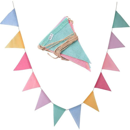 Colorful Jute Linen Birthday Bunting Garland - Cake Pops Parties