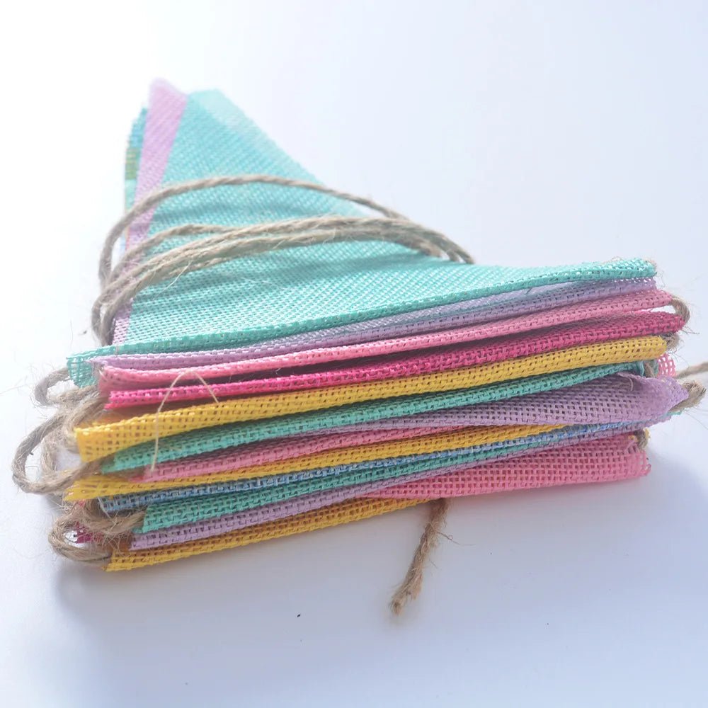 Colorful Jute Linen Birthday Bunting Garland - Cake Pops Parties