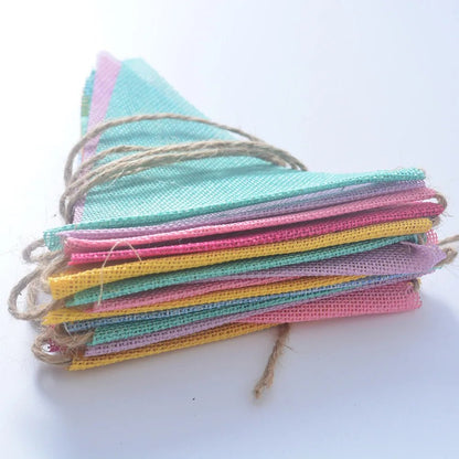Colorful Jute Linen Birthday Bunting Garland - Cake Pops Parties