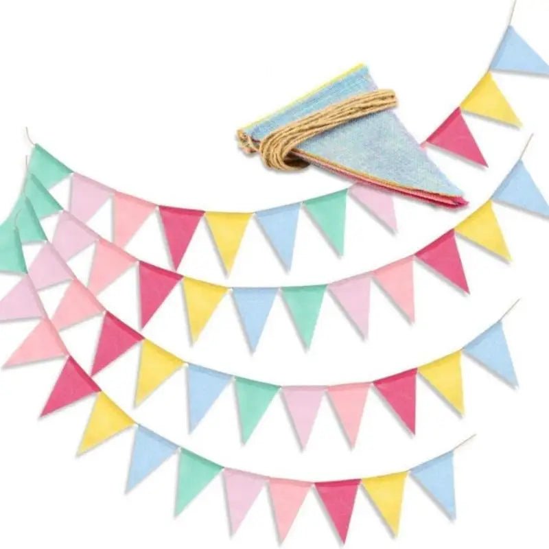 Colorful Jute Linen Party Bunting Banners - Cake Pops Parties