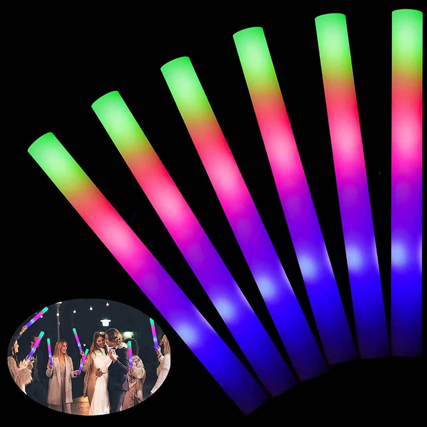 Colorful LED Glow Foam Sticks Bulk Pack - Cake Pops Parties