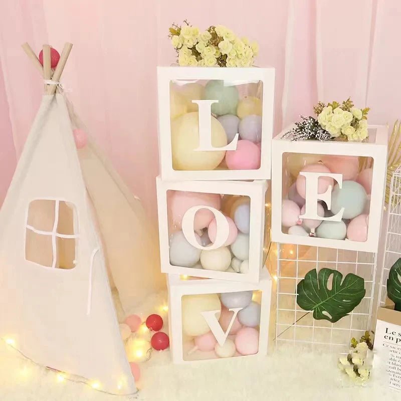 Custom Name Balloon Box Decoration - Cake Pops Parties