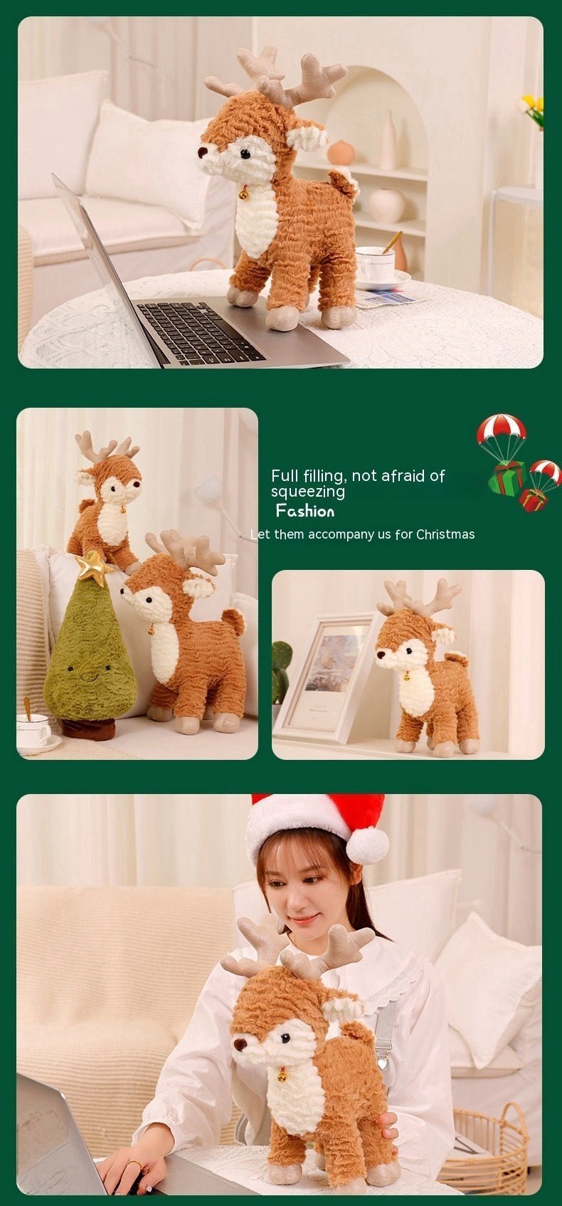 Cute Elk Christmas Tree Pillow - Cake Pops Parties