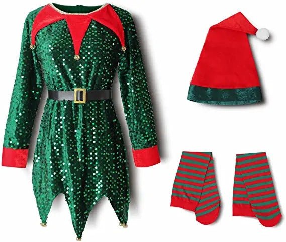 Cute Sequin Elf Costumes for Christmas Kids - Cake Pops Parties