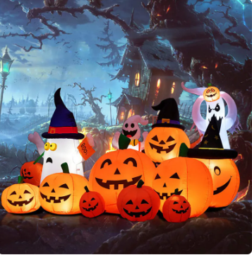 Décoration de vacances gonflable Halloween fantôme et citrouille