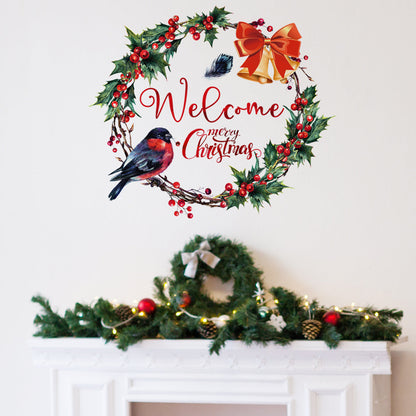 Autocollants de décoration murale de couronne de Noël