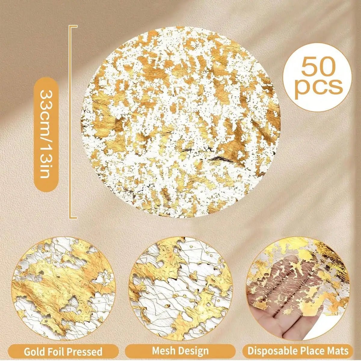 Disposable Gold Placemats Set - Cake Pops Parties