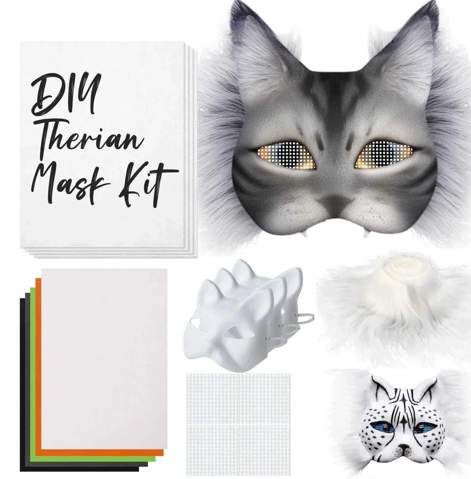 DIY Therian Cat Mask Kit - Halloween Party Cosplay - Cake Pops Parties