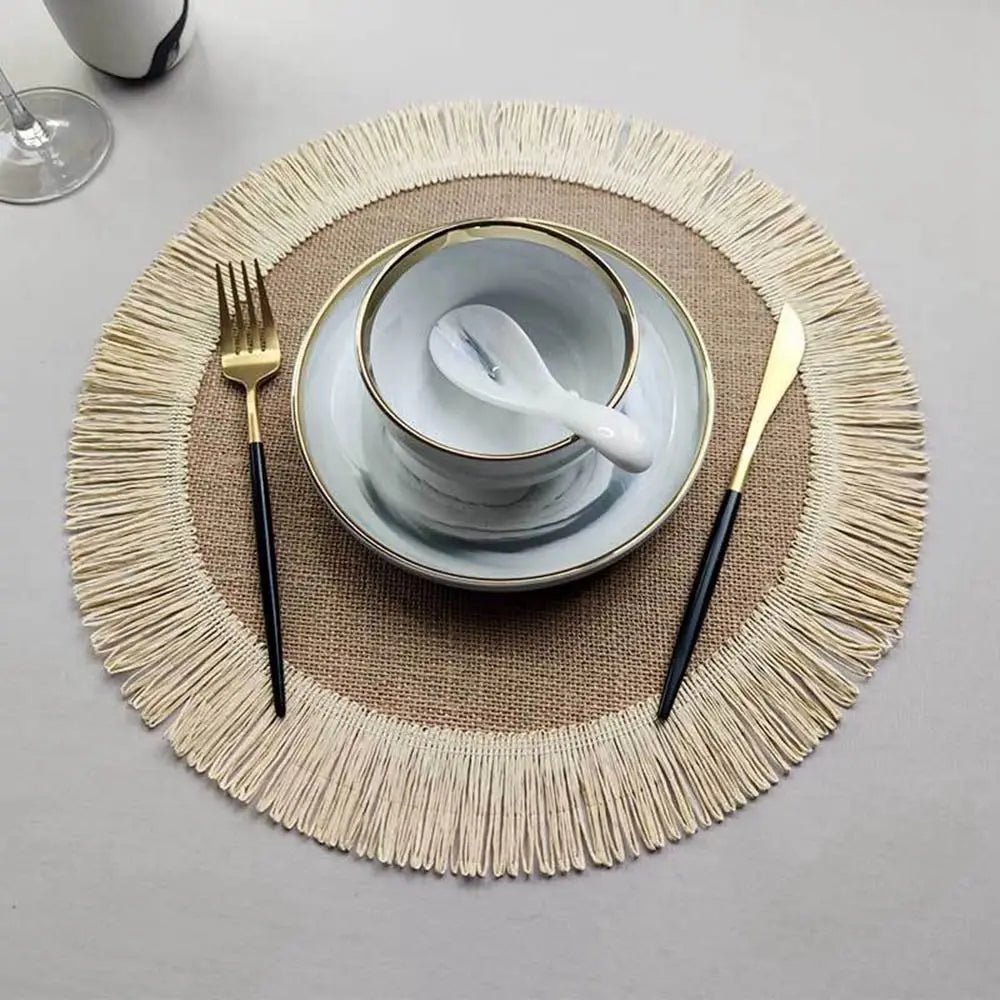Durable Jute Linen Round Placemat - Cake Pops Parties