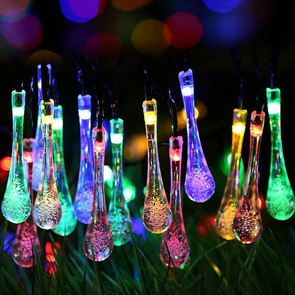 Guirlandes solaires LED en forme de goutte d'eau pour les fêtes