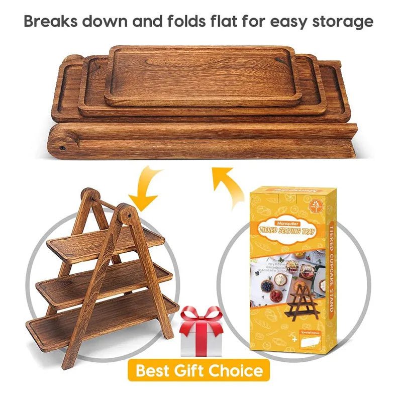 Farmhouse 3 - Tier Wooden Serving Tray - Cake Pops Parties