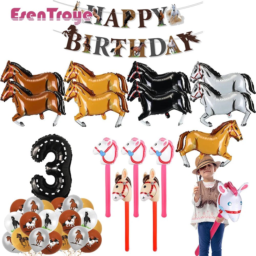 Giant Horse Foil Number Balloon Banner - Cake Pops Parties