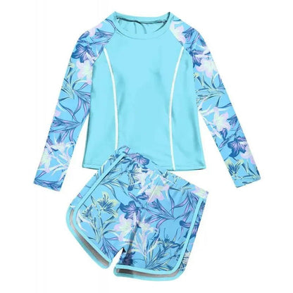 Girls Long Sleeve UV Protection Swimsuit Shorts | Printed Beach Wear - Cake Pops Parties