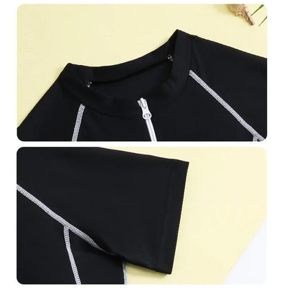 Girls One Piece Swimsuit | Kids Short Sleeve Solid Bathing Suit Summer - Cake Pops Parties