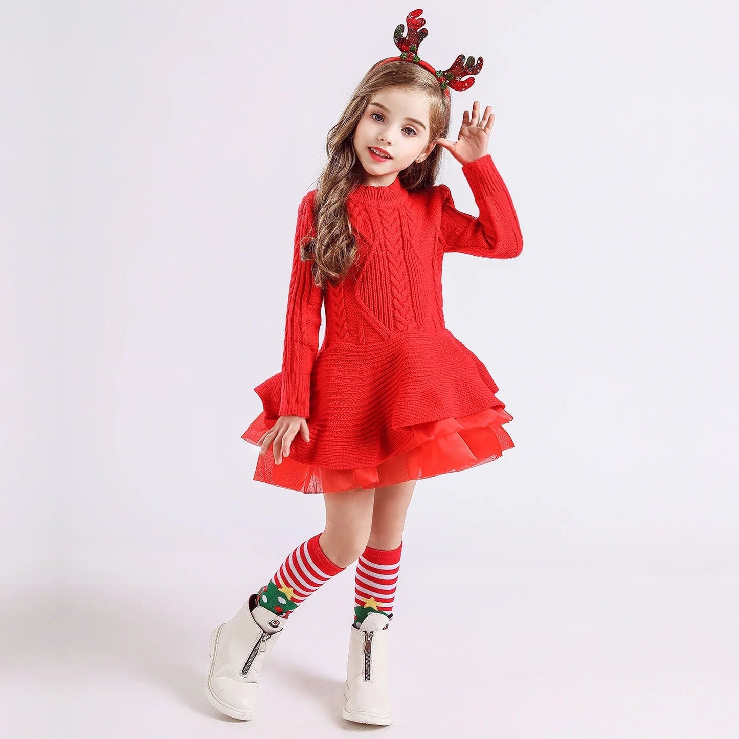 Girls Reindeer Christmas Dress - Cake Pops Parties