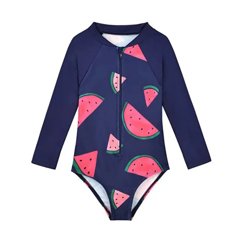 Girls UV Protection One - Piece Suit | Long Sleeve Sun Safe Swimwear - Cake Pops Parties