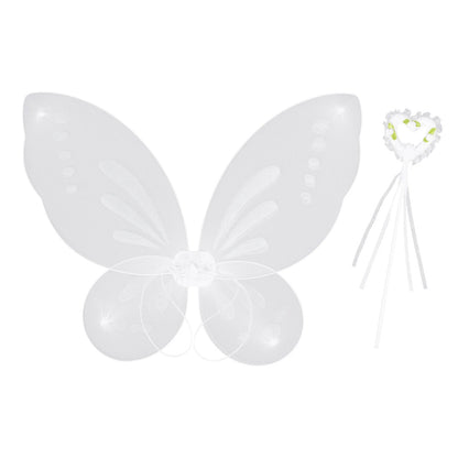 Girls White Butterfly Wings Set with Magic Wand - Cake Pops Parties