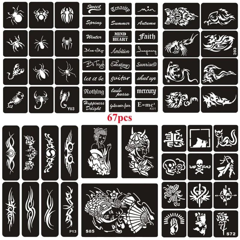 Glitter Tattoo Stencil Kit - DIY Art for Men, Women, Kids - Cake Pops Parties