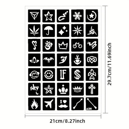 Glitter Tattoo Stencil Kit - DIY Art for Men, Women, Kids - Cake Pops Parties