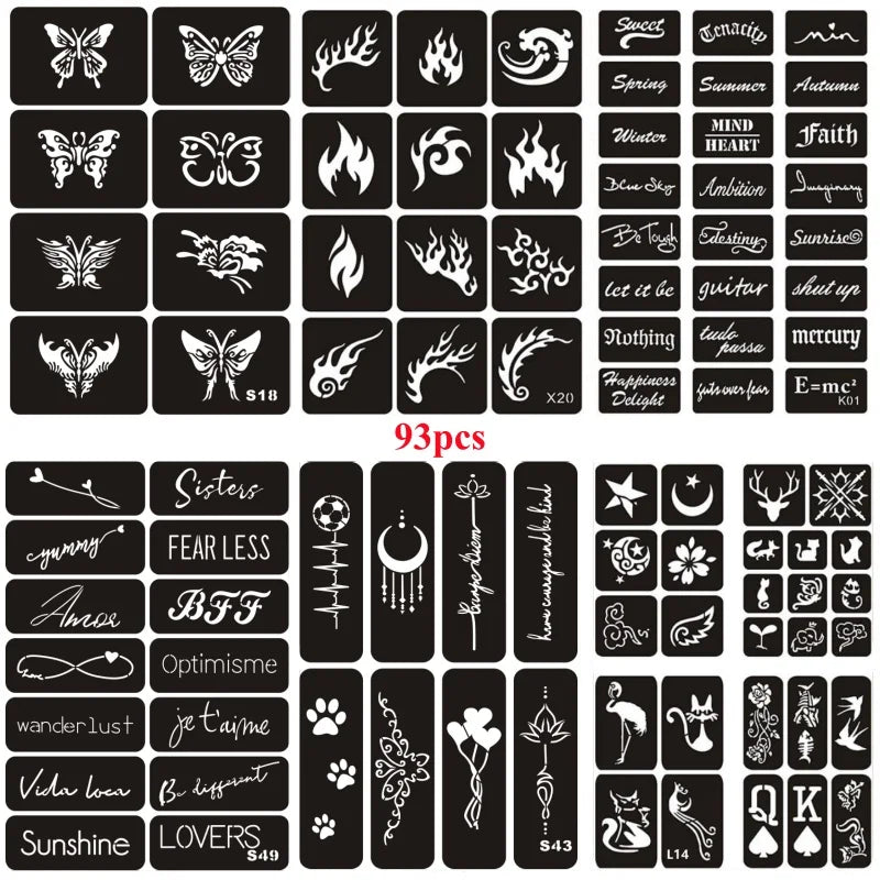 Glitter Tattoo Stencil Kit - DIY Art for Men, Women, Kids - Cake Pops Parties