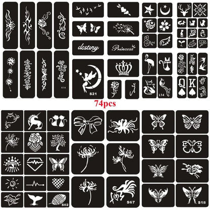 Glitter Tattoo Stencil Kit - DIY Art for Men, Women, Kids - Cake Pops Parties