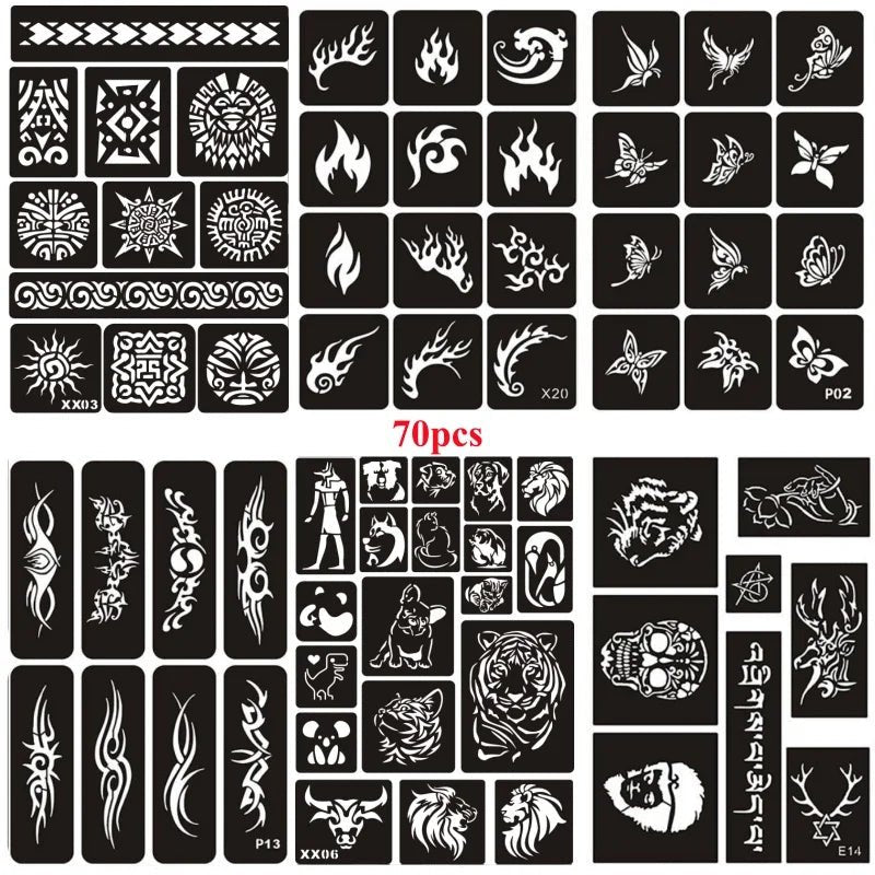 Glitter Tattoo Stencil Kit - DIY Art for Men, Women, Kids - Cake Pops Parties