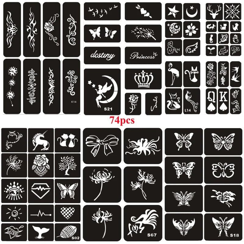 Glitter Tattoo Stencil Kit - DIY Art for Men, Women, Kids - Cake Pops Parties