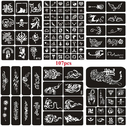 Glitter Tattoo Stencil Kit - DIY Art for Men, Women, Kids - Cake Pops Parties