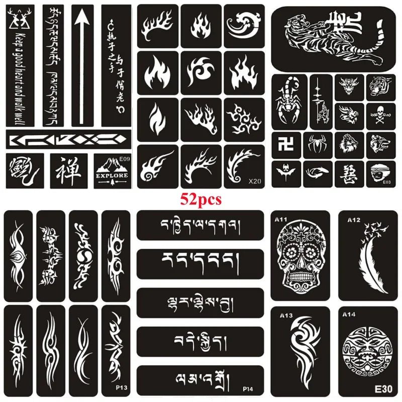 Glitter Tattoo Stencil Kit - DIY Art for Men, Women, Kids - Cake Pops Parties