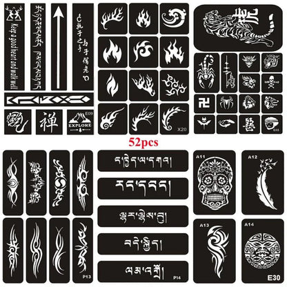 Glitter Tattoo Stencil Kit - DIY Art for Men, Women, Kids - Cake Pops Parties