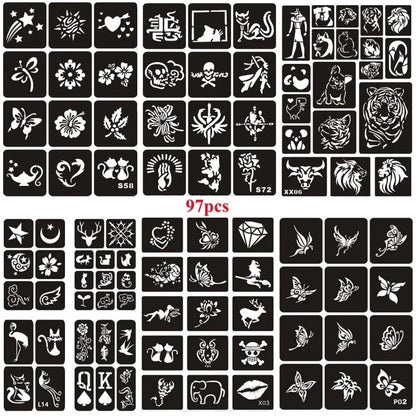 Glitter Tattoo Stencil Kit - DIY Art for Men, Women, Kids - Cake Pops Parties