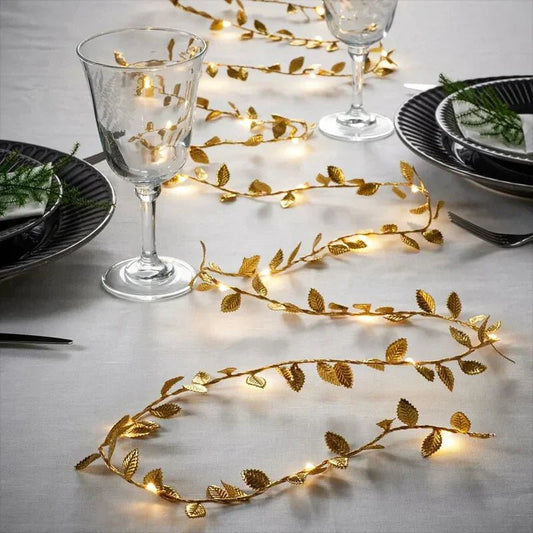 Golden Leaves String Lights - Christmas Fairy Lights - Cake Pops Parties