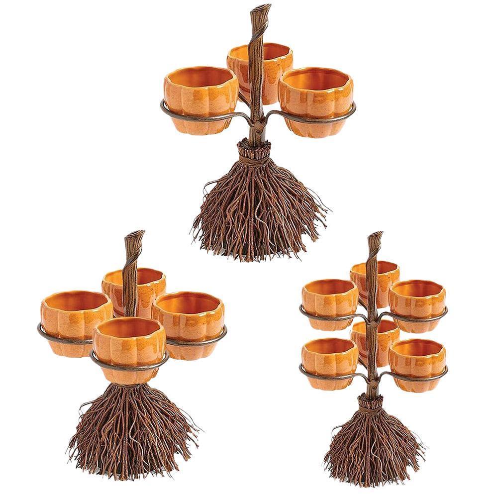 Halloween Broom Pumpkin Snack Bowl Rack - Cake Pops Parties