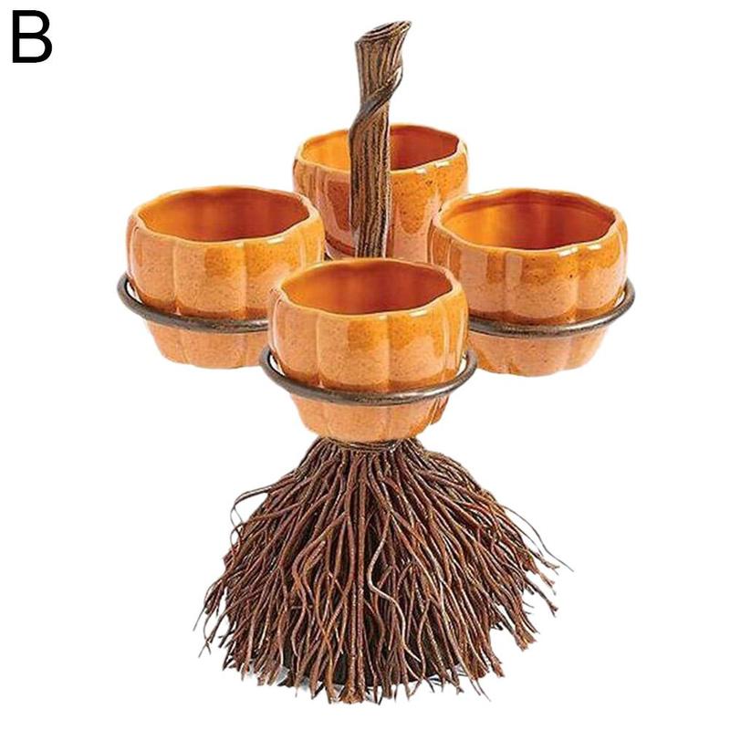 Halloween Broom Pumpkin Snack Bowl Rack - Cake Pops Parties