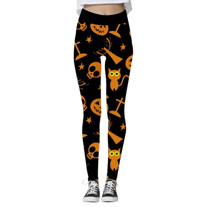 Halloween Women's Pumpkin Skull Yoga Pants - Cake Pops Parties