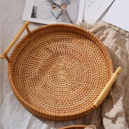 Handwoven Rattan Round Tray - Cake Pops Parties