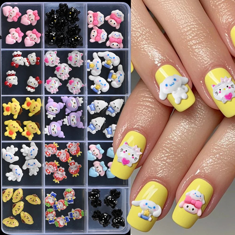Hello Kitty 3D Strawberry Nail Art Charms 15Grid Rhinestone Set - Cake Pops Parties