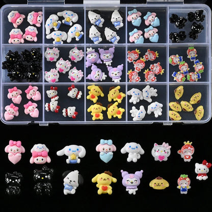 Hello Kitty 3D Strawberry Nail Art Charms 15Grid Rhinestone Set - Cake Pops Parties
