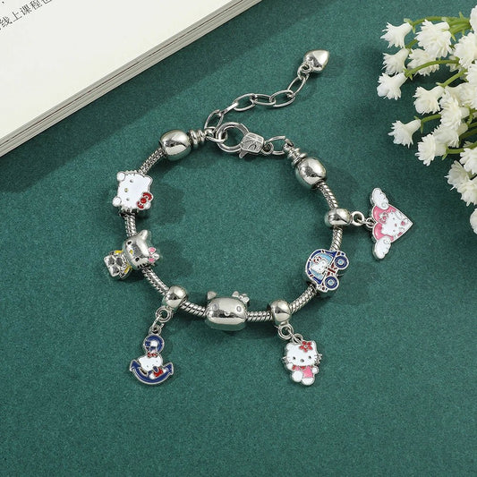 Hello Kitty Adjustable Bracelet Cute Anime Alloy Jewelry Gift - Cake Pops Parties